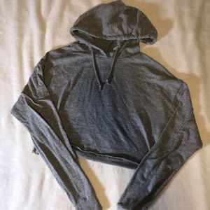 California stitch, grey cropped hoodie shirt